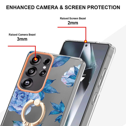 For Samsung Galaxy S25 Ultra 5G Flowers and Plants Series IMD TPU Phone Case with Ring Holder(Orchid Peony) by buy2fix