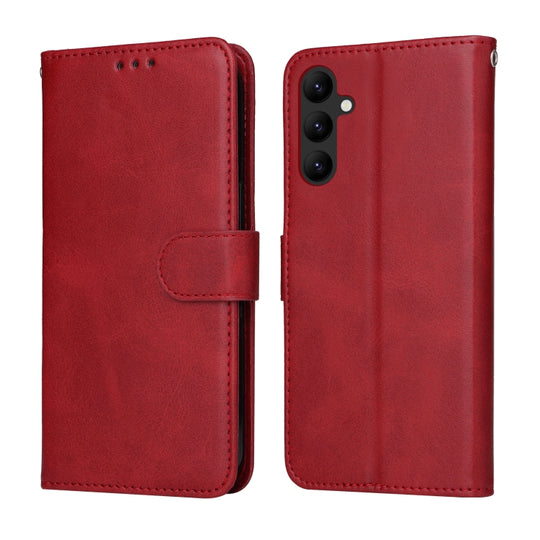 For Samsung Galaxy A24 4G Classic Calf Texture Flip Leather Phone Case(Red)