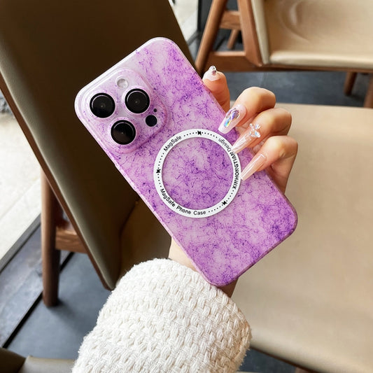 For iPhone 12 Pro Silk Ink Pattern MagSafe PC Phone Case(Purple) by buy2fix