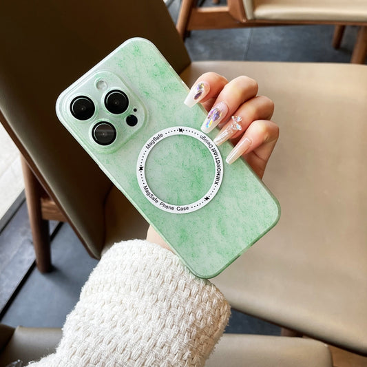 For iPhone 12 Pro Silk Ink Pattern MagSafe PC Phone Case(Green) by buy2fix