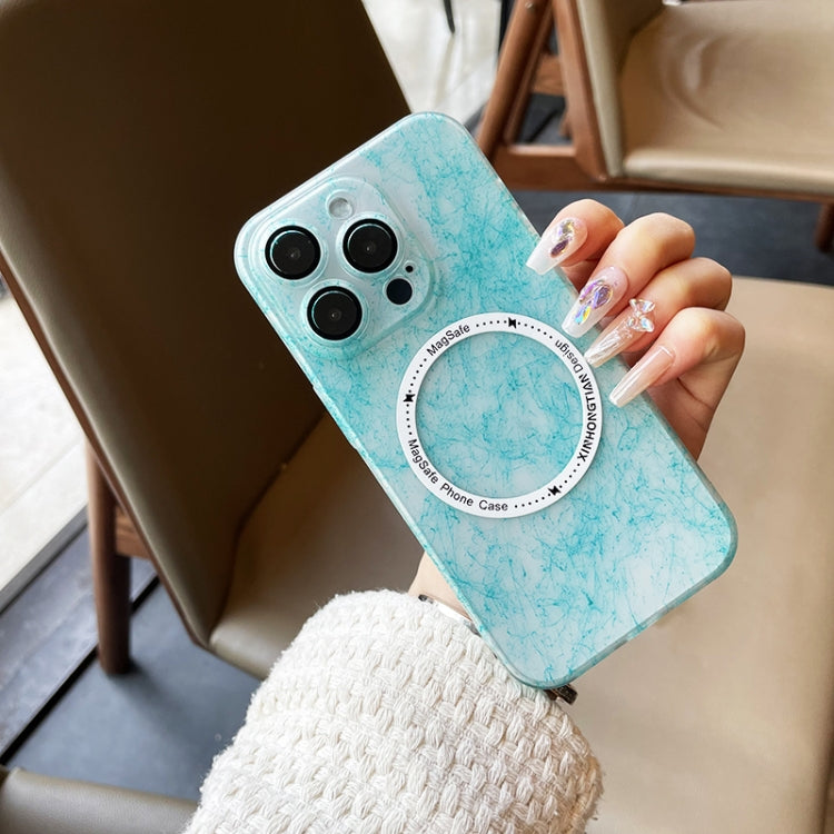For iPhone 12 Silk Ink Pattern MagSafe PC Phone Case(Blue) by buy2fix
