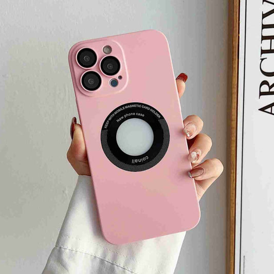 For iPhone 14 Skin Feel CD Texture MagSafe Magnetic Phone Case(Pink) by buy2fix