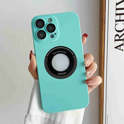 For iPhone 14 Skin Feel CD Texture MagSafe Magnetic Phone Case(Sky Blue) by buy2fix