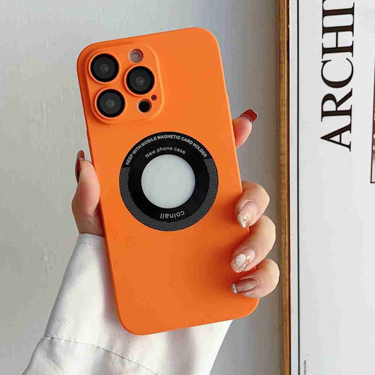 For iPhone 12 Pro Max Skin Feel CD Texture MagSafe Magnetic Phone Case(Orange) by buy2fix