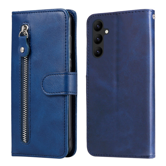 For Samsung Galaxy A24 4G Calf Texture Zipper Leather Phone Case(Blue)