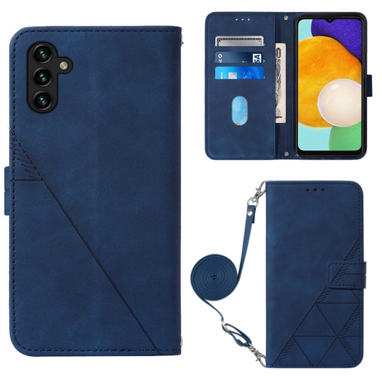 For Samsung Galaxy A34 5G Crossbody 3D Embossed Flip Leather Phone Case(Blue)
