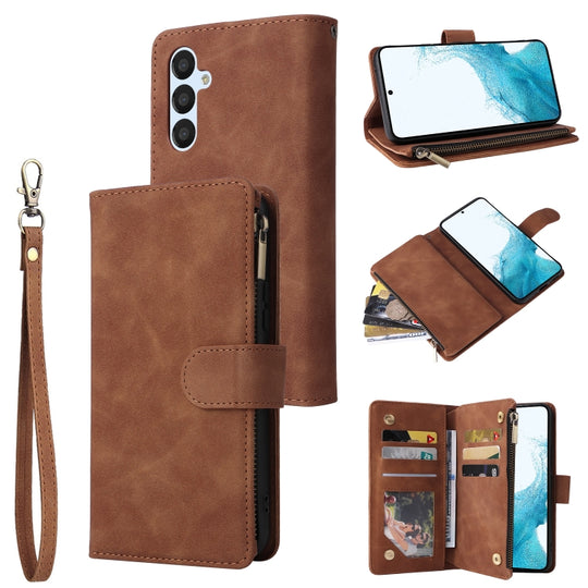For Samsung Galaxy A54 5G Multifunctional Multi-Card Wallet Phone Leather Case(Brown)