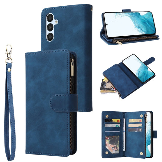 For Samsung Galaxy A54 5G Multifunctional Multi-Card Wallet Phone Leather Case(Blue)