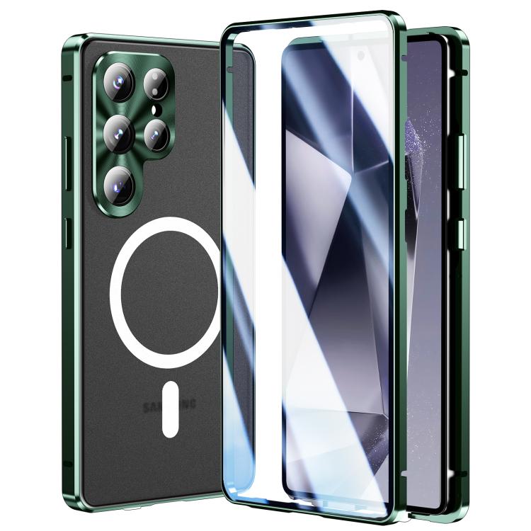 For Samsung Galaxy S25 Ultra 5G HD Full Cover Magsafe Magnetic Metal Tempered Glass Phone Case(Green) - Galaxy S25 Ultra 5G Cases by buy2fix | Online Shopping UK | buy2fix