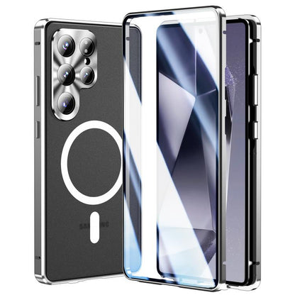 For Samsung Galaxy S25 Ultra 5G HD Full Cover Magsafe Magnetic Metal Tempered Glass Phone Case(Silver) - Galaxy S25 Ultra 5G Cases by buy2fix | Online Shopping UK | buy2fix