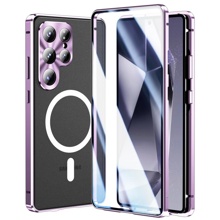 For Samsung Galaxy S25 Ultra 5G HD Full Cover Magsafe Magnetic Metal Tempered Glass Phone Case(Purple) - Galaxy S25 Ultra 5G Cases by buy2fix | Online Shopping UK | buy2fix