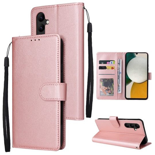 For Samsung Galaxy A34 3 Card Slots Multifunctional Leather Phone Case(Rose Gold)