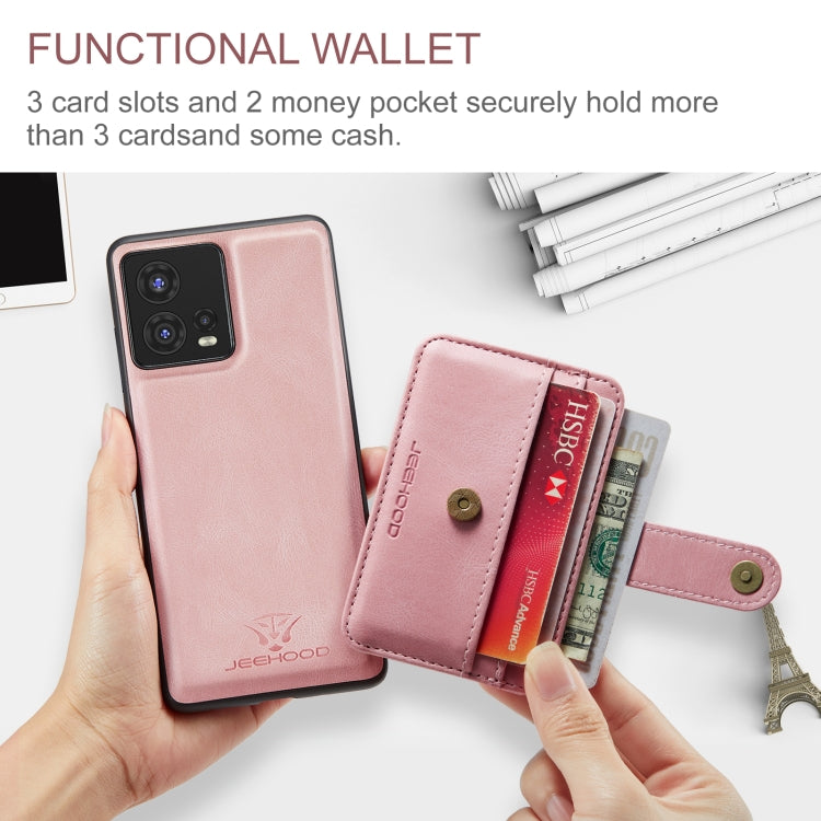 For Motorola Moto S30 Pro JEEHOOD RFID Blocking Anti-Theft Magnetic PU Phone Case(Pink) - Motorola Cases by JEEHOOD | Online Shopping UK | buy2fix
