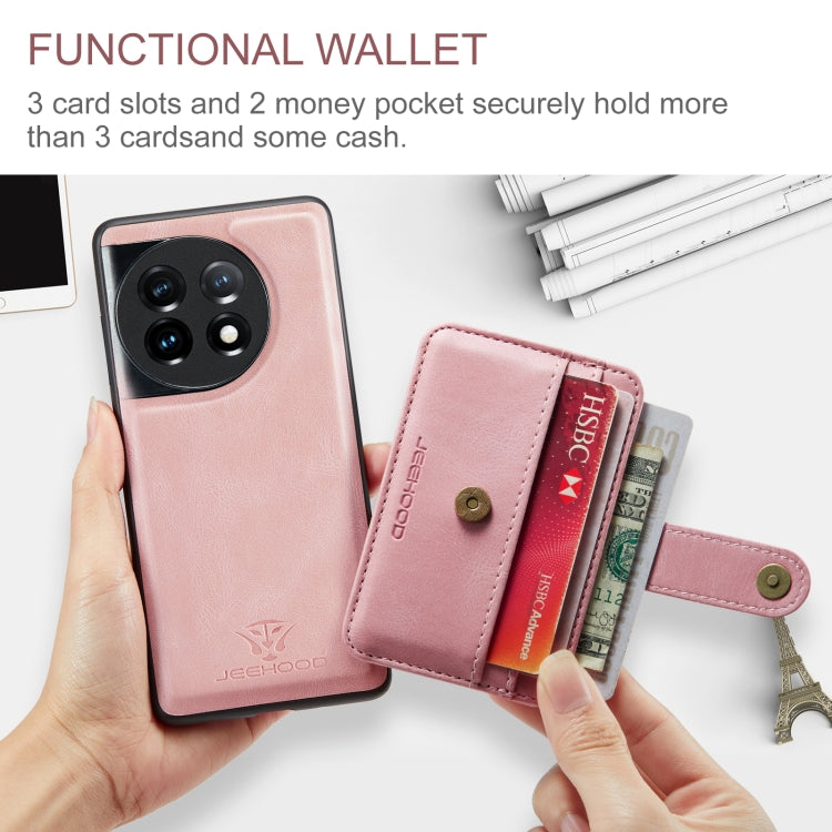 For OnePuls 11 JEEHOOD RFID Blocking Anti-Theft Magnetic PU Phone Case(Pink) - OnePlus Cases by JEEHOOD | Online Shopping UK | buy2fix