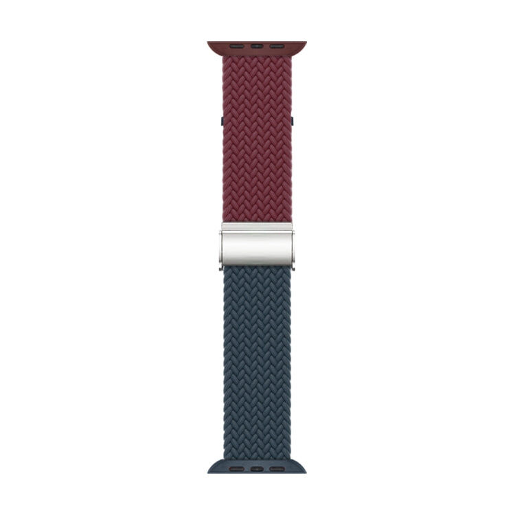 Nylon Braided Stitching Buckle Watch Band For Apple Watch Ultra 49mm&Watch Ultra 2 49mm / Series 9&8&7 45mm / SE 3&SE 2&6&SE&5&4 44mm / 3&2&1 42mm(Wine Red Deep Blue) by buy2fix
