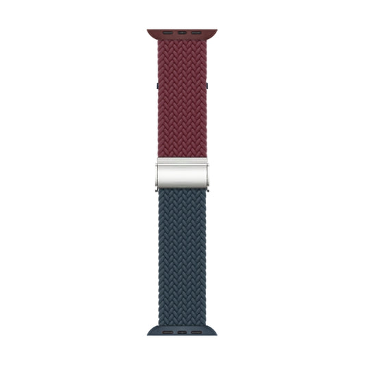 Nylon Braided Stitching Buckle Watch Band For Apple Watch Ultra 49mm&Watch Ultra 2 49mm / Series 9&8&7 45mm / SE 3&SE 2&6&SE&5&4 44mm / 3&2&1 42mm(Wine Red Deep Blue) by buy2fix
