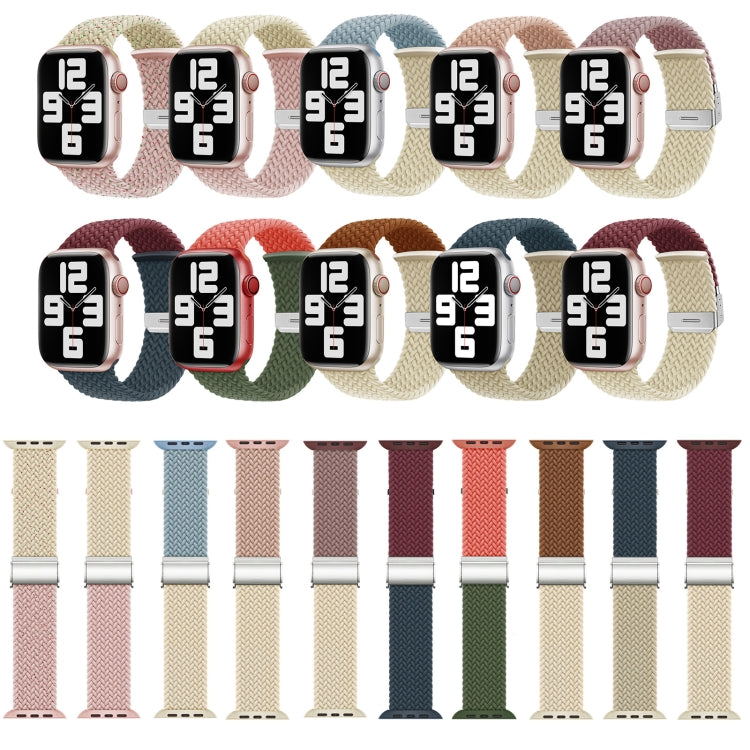 Nylon Braided Stitching Buckle Watch Band For Apple Watch Ultra 49mm&Watch Ultra 2 49mm / Series 9&8&7 45mm / SE 3&SE 2&6&SE&5&4 44mm / 3&2&1 42mm(Deep Blue Beige) by buy2fix