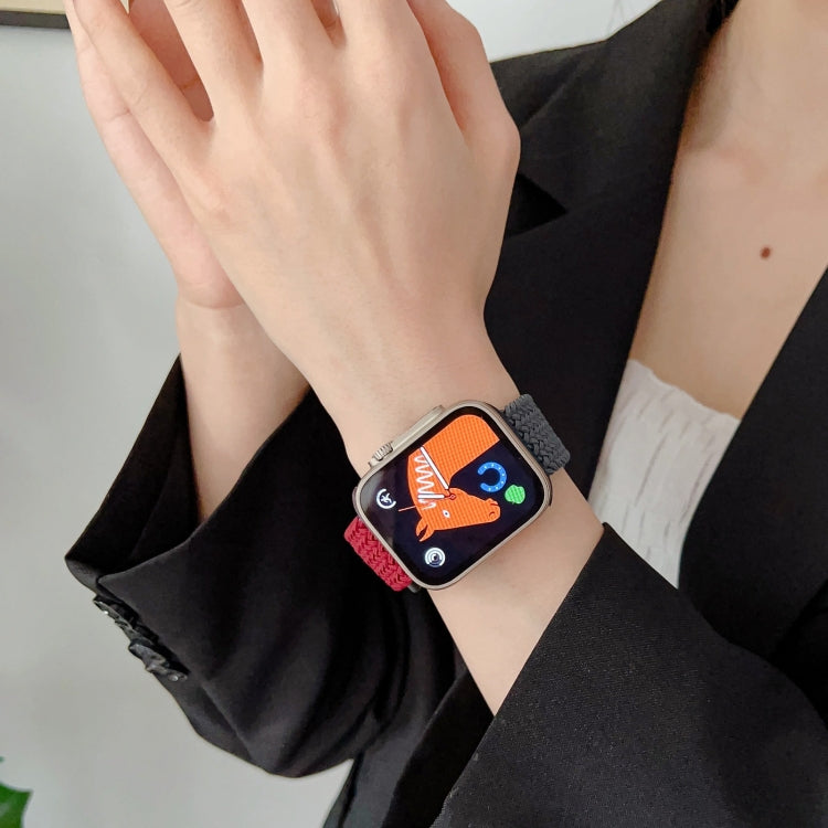 Nylon Braided Stitching Buckle Watch Band For Apple Watch Ultra 49mm&Watch Ultra 2 49mm / Series 9&8&7 45mm / SE 3&SE 2&6&SE&5&4 44mm / 3&2&1 42mm(Milk Tea Starlight) by buy2fix