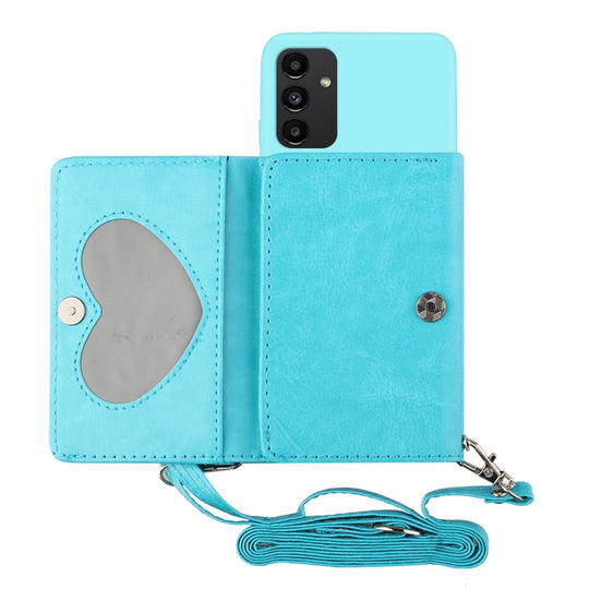 For Samsung Galaxy A34 5G Crossbody Lanyard Wallet Card Bag Phone Case(Blue)