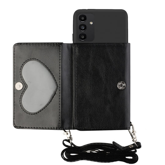For Samsung Galaxy A34 5G Crossbody Lanyard Wallet Card Bag Phone Case(Black)