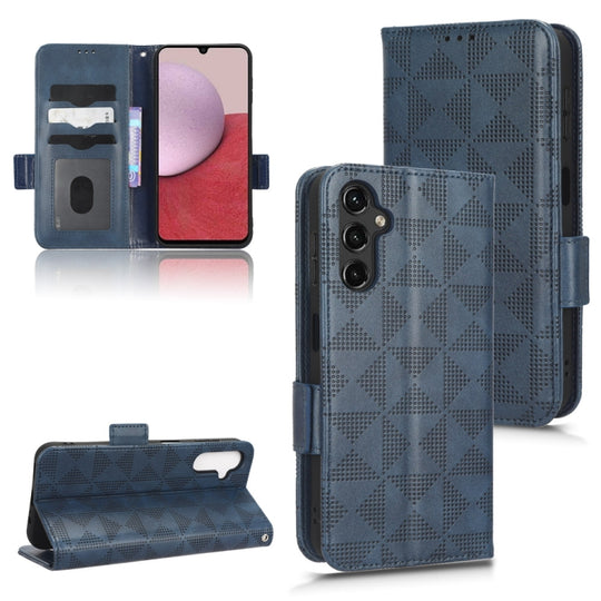 For Samsung Galaxy A14 5G Symmetrical Triangle Leather Phone Case(Blue)