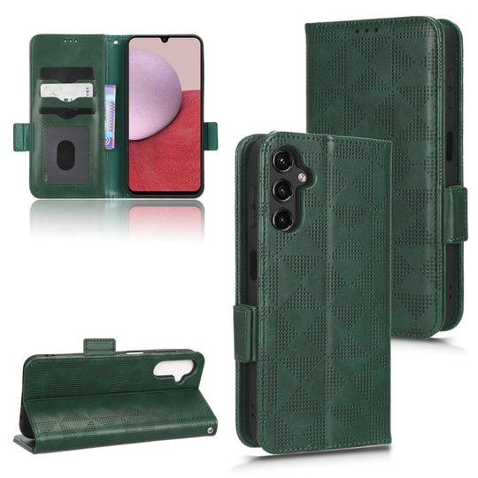 For Samsung Galaxy A14 5G Symmetrical Triangle Leather Phone Case(Green)