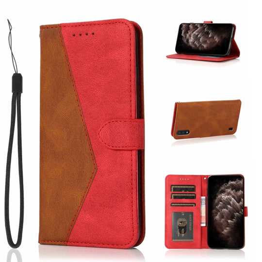 For Samsung Galaxy A10 / M10 Dual-color Stitching Leather Phone Case(Brown Red)