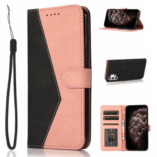 For Samsung Galaxy A32 4G Dual-color Stitching Leather Phone Case(Black Rose Gold)