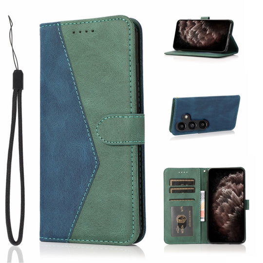 For Samsung Galaxy A35 5G Dual-color Stitching Leather Phone Case(Blue Green)