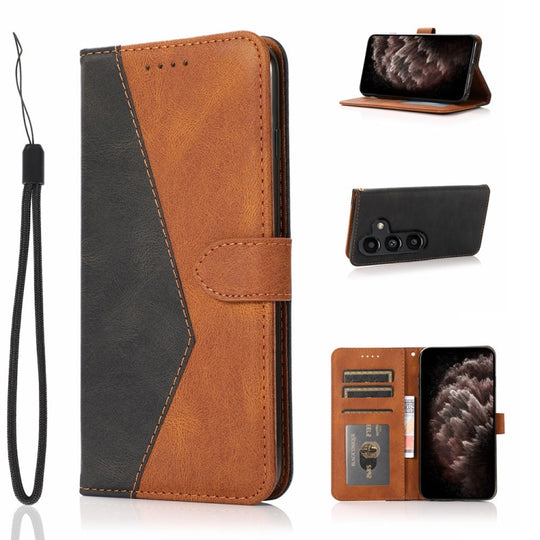 For Samsung Galaxy A35 5G Dual-color Stitching Leather Phone Case(Black Brown)