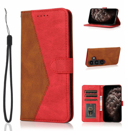 For Samsung Galaxy A35 5G Dual-color Stitching Leather Phone Case(Brown Red)