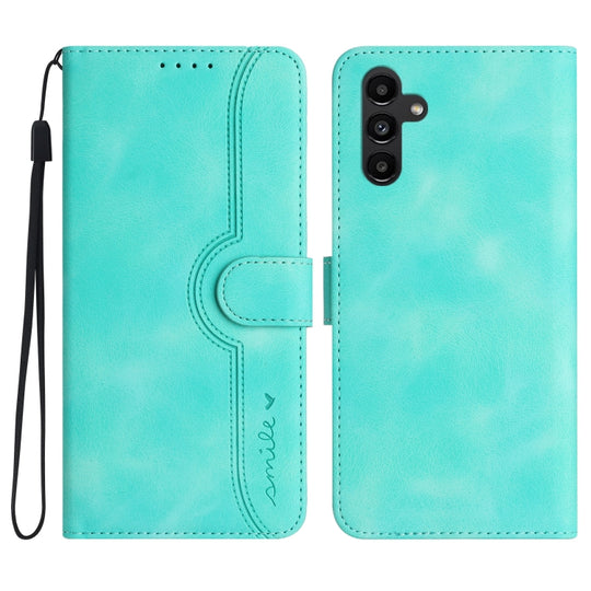 For Samsung Galaxy A14 5G Heart Pattern Skin Feel Leather Phone Case(Light Blue)