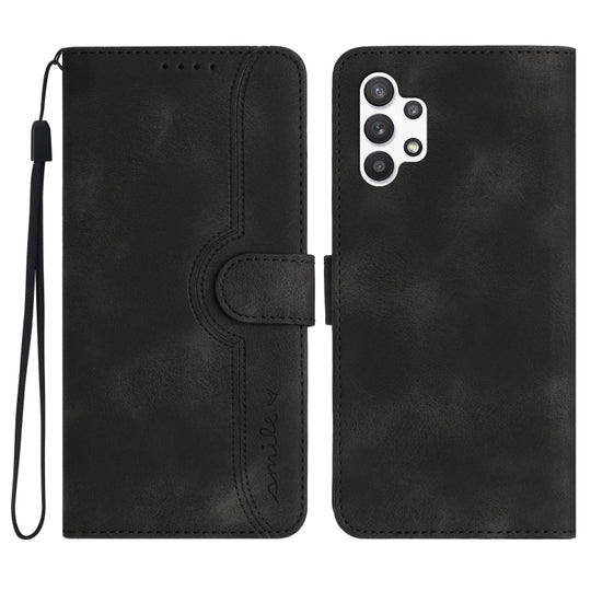 For Samsung Galaxy A32 5G Heart Pattern Skin Feel Leather Phone Case(Black)