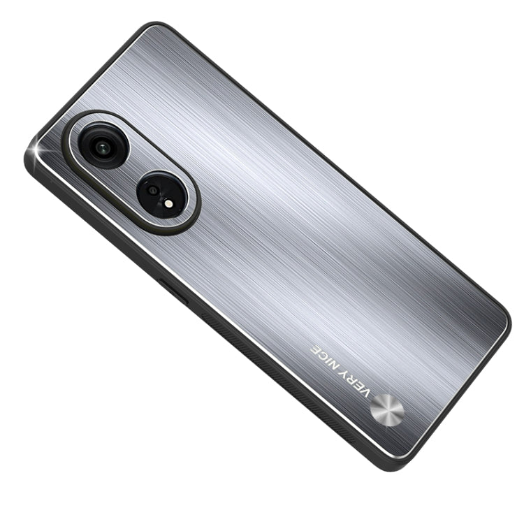 For OPPO A1 Pro / A98 Metal Brushed Texture Shockproof Phone Case(Silver) by buy2fix