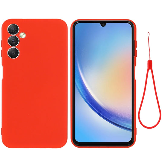 For Samsung Galaxy A24 4G Pure Color Liquid Silicone Shockproof Phone Case(Red)