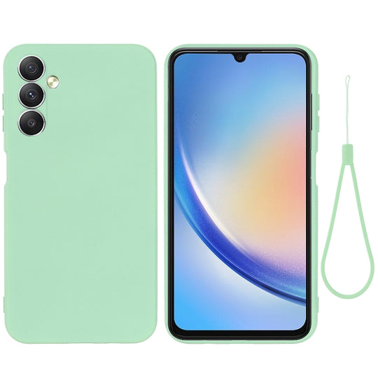 For Samsung Galaxy A24 4G Pure Color Liquid Silicone Shockproof Phone Case(Green)