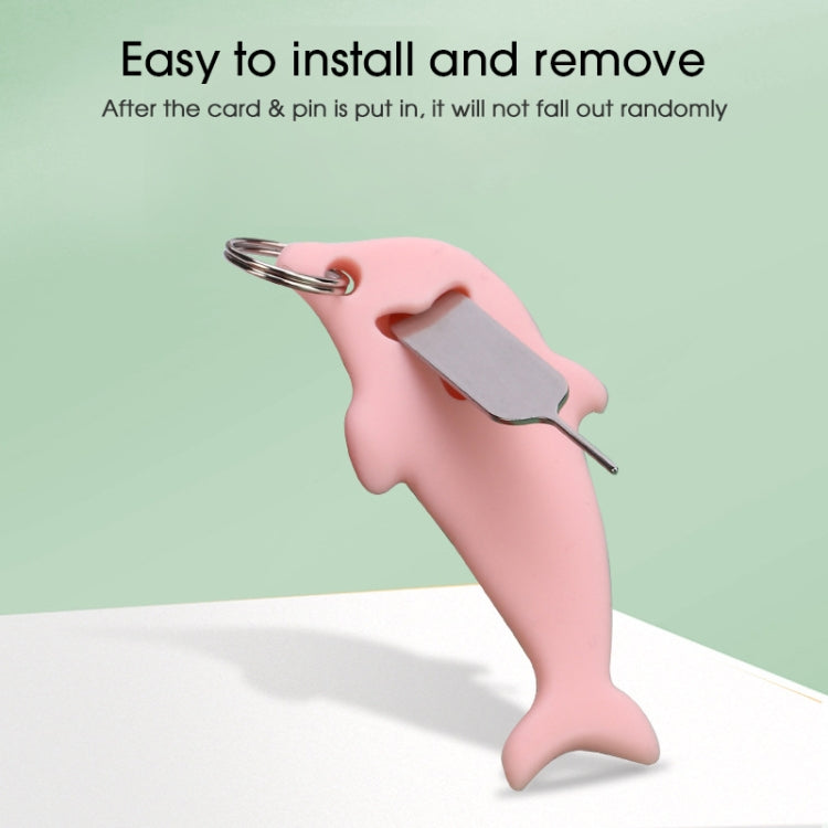 3pcs 2 in 1 Phone Tablet Card Removal Needle Dolphin Shape Card Opening Needle Cover(Pink) - SIM Card Tool by buy2fix | Online Shopping UK | buy2fix