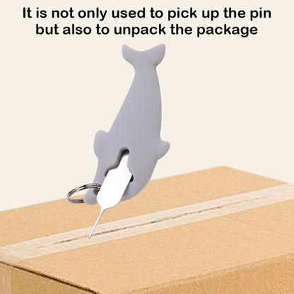 3pcs 2 in 1 Phone Tablet Card Removal Needle Dolphin Shape Card Opening Needle Cover(White) - SIM Card Tool by buy2fix | Online Shopping UK | buy2fix