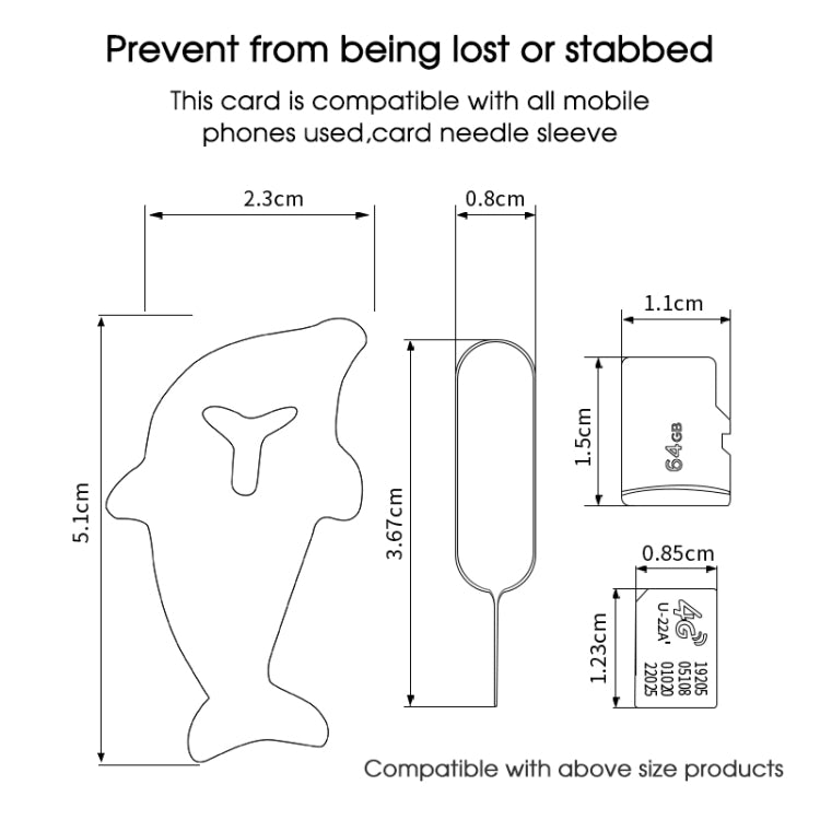 3pcs 2 in 1 Phone Tablet Card Removal Needle Dolphin Shape Card Opening Needle Cover(Grey) - SIM Card Tool by buy2fix | Online Shopping UK | buy2fix