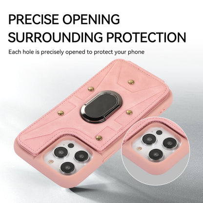 For iPhone 14 Pro Max Armor Ring Wallet Back Cover Phone Case(Pink) - iPhone 14 Pro Max Cases by buy2fix | Online Shopping UK | buy2fix