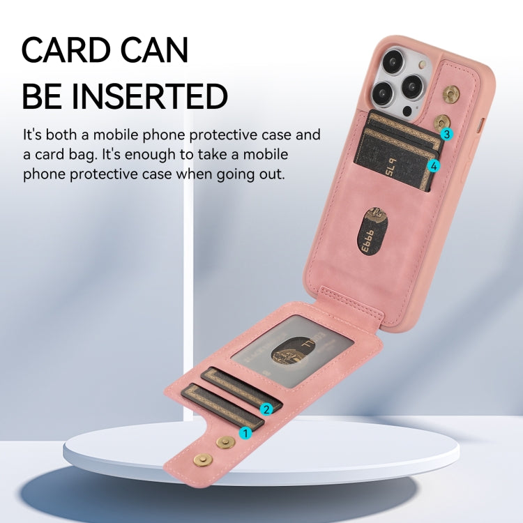 For iPhone 14 Pro Max Armor Ring Wallet Back Cover Phone Case(Pink) - iPhone 14 Pro Max Cases by buy2fix | Online Shopping UK | buy2fix