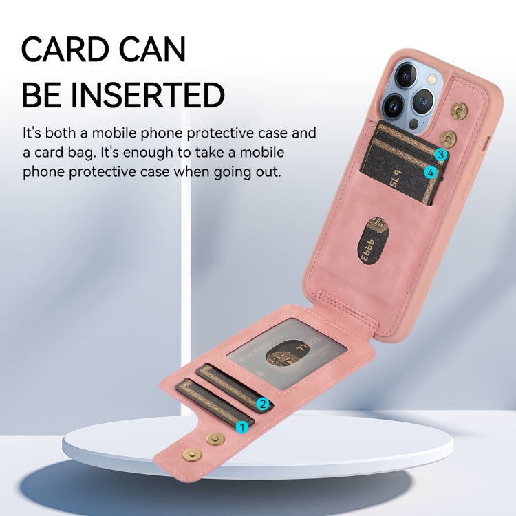 For iPhone 13 Pro Max Armor Ring Wallet Back Cover Phone Case(Pink) by buy2fix