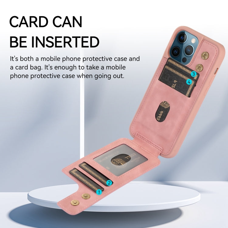 For iPhone 12 Pro Max Armor Ring Wallet Back Cover Phone Case(Pink) by buy2fix
