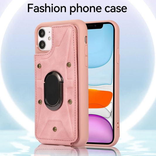 For iPhone 11 Armor Ring Wallet Back Cover Phone Case(Pink) by buy2fix