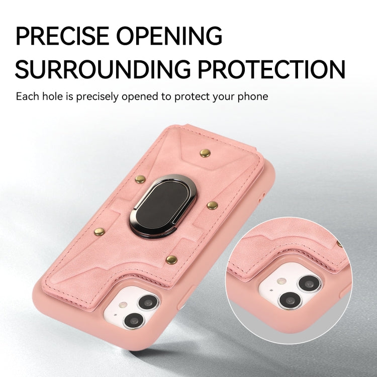 For iPhone 11 Armor Ring Wallet Back Cover Phone Case(Pink) by buy2fix