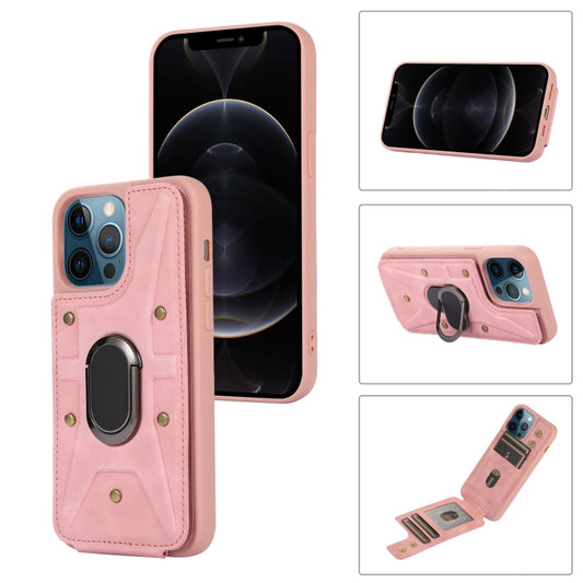 For iPhone 11 Pro Max Armor Ring Wallet Back Cover Phone Case(Pink) by buy2fix