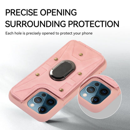 For iPhone 11 Pro Max Armor Ring Wallet Back Cover Phone Case(Pink) by buy2fix