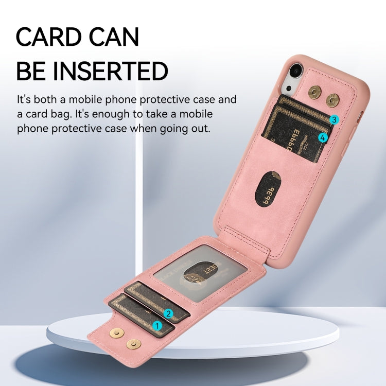 For iPhone XR Armor Ring Wallet Back Cover Phone Case(Pink) by buy2fix
