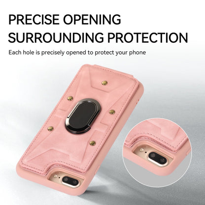 For iPhone SE 2022 / 2020 / 8 / 7 Armor Ring Wallet Back Cover Phone Case(Pink) by buy2fix