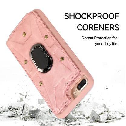 For iPhone 8 Plus / 7 Plus Armor Ring Wallet Back Cover Phone Case(Pink) by buy2fix